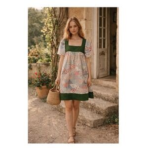 Carleen Anthropologie Patchwork Dress Prairie Cottagecore Rare Artisan Mini XS-S